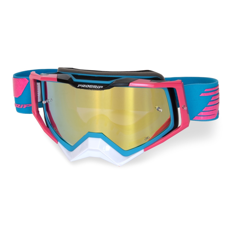 Goggles Pro Grip Rapid - Light blue Fuxia Black mirrored lens yellow
