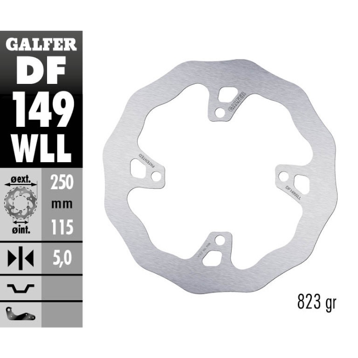 Brake disc Galfer Wave Kawasaki KX 250 F (20) rear solid DF149WLL