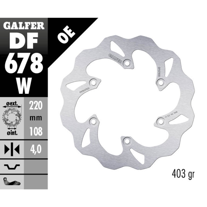 Brake disc Galfer Wave Gasgas 250 EC (97-20) rear DF678W
