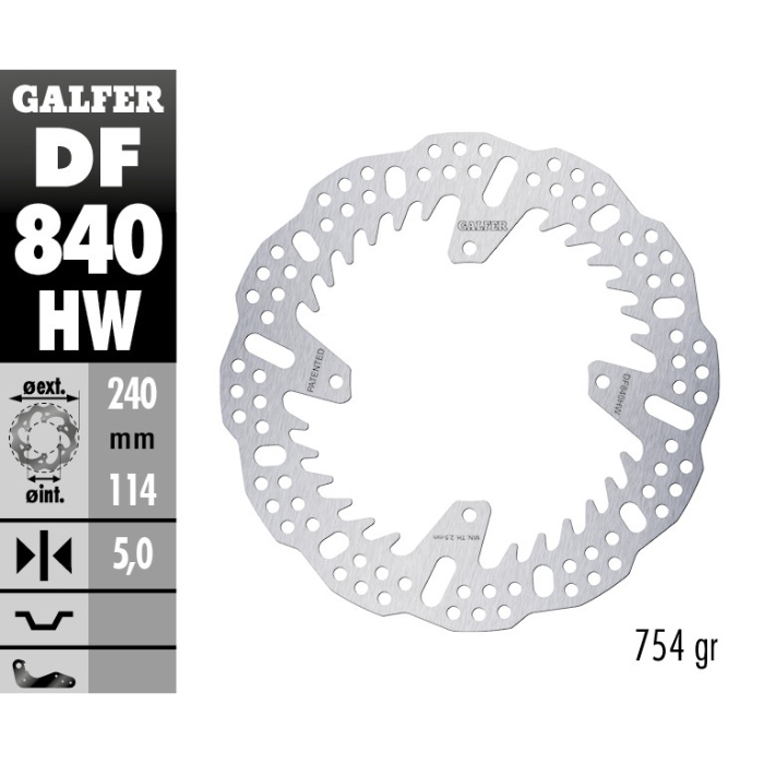 Brake disc Galfer Shark TM EN/MX 125 (15-25) rear - 5 mm DF840HW