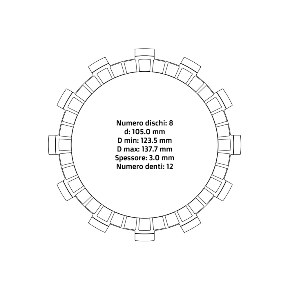 Clutch plates NRTeam Fantic 125 XX (22-25) - Friction set DS02.F012.8