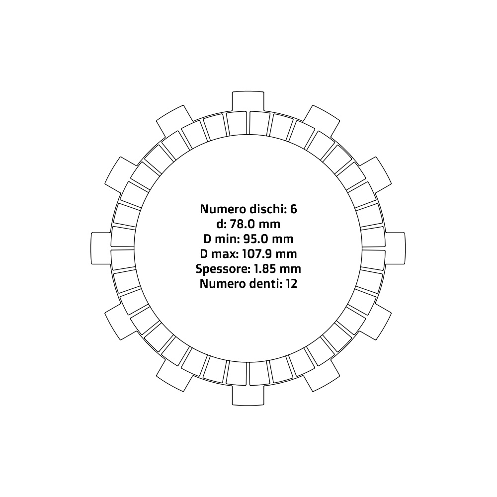 Clutch plates NRTeam KTM 65 SX (00-23) - Friction set DS02.F015.6