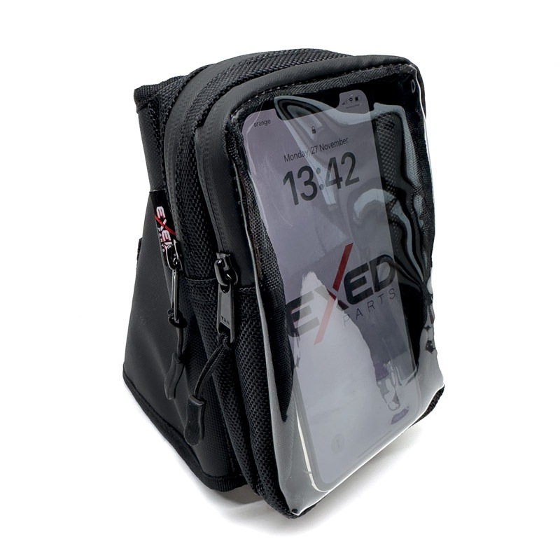 Motorcycle seat phone holder bag