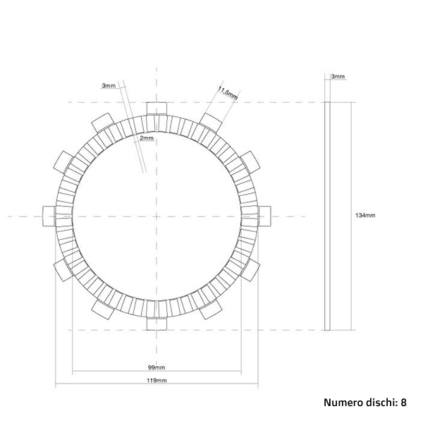 Clutch Discs (Friction) FCC Kawasaki KX 125 (90-92) FCC.0030