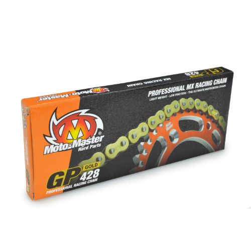 Drive chain MM chain pitch 428 GP cross professional without O-RING 134 links -gold MM-642802