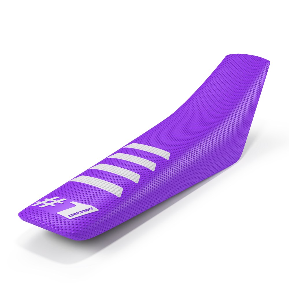 Universal seat cover Onegripper - Ribbed viola and white OSC02-PLWH