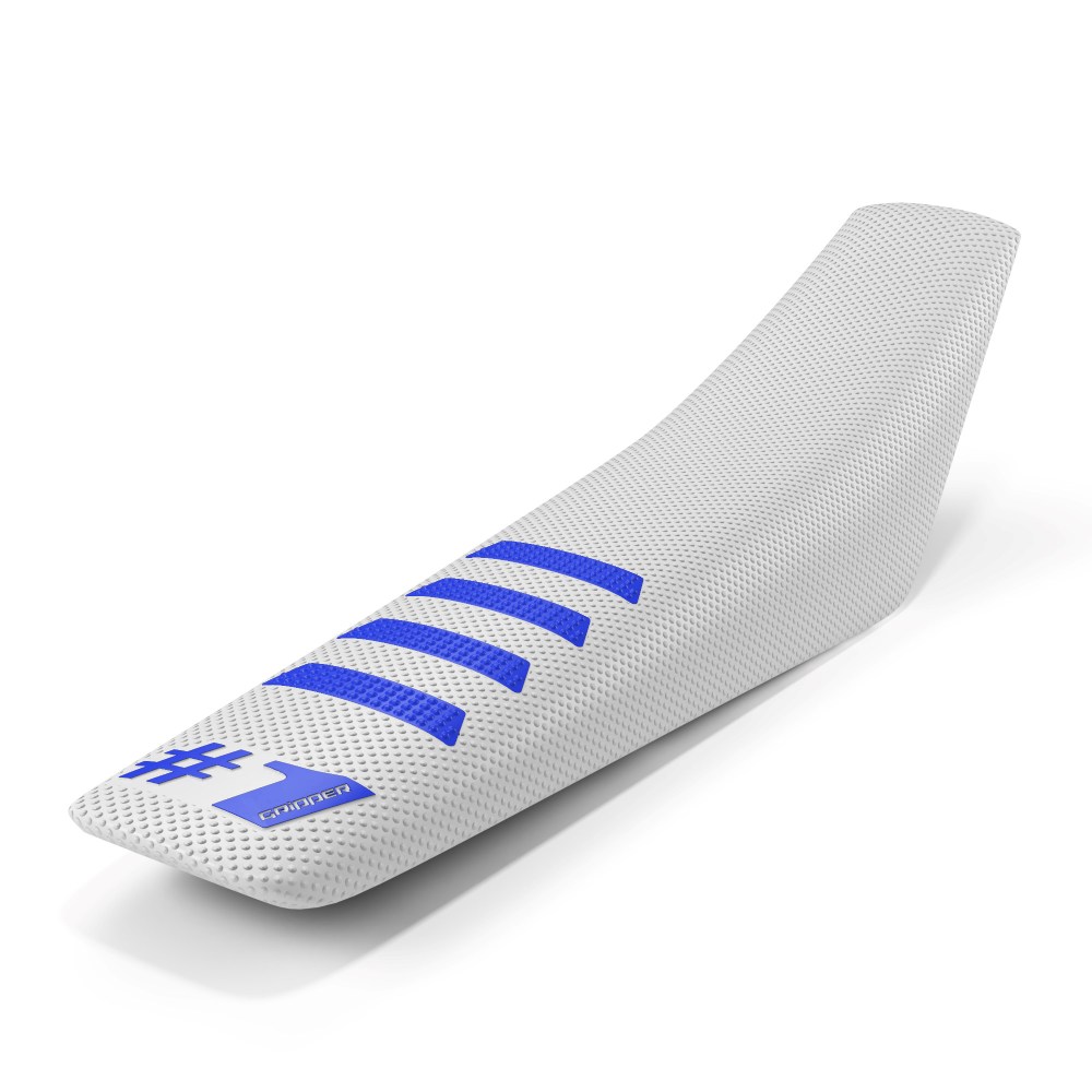 Universal seat cover Onegripper - Ribbed white and blue OSC02-WHBE
